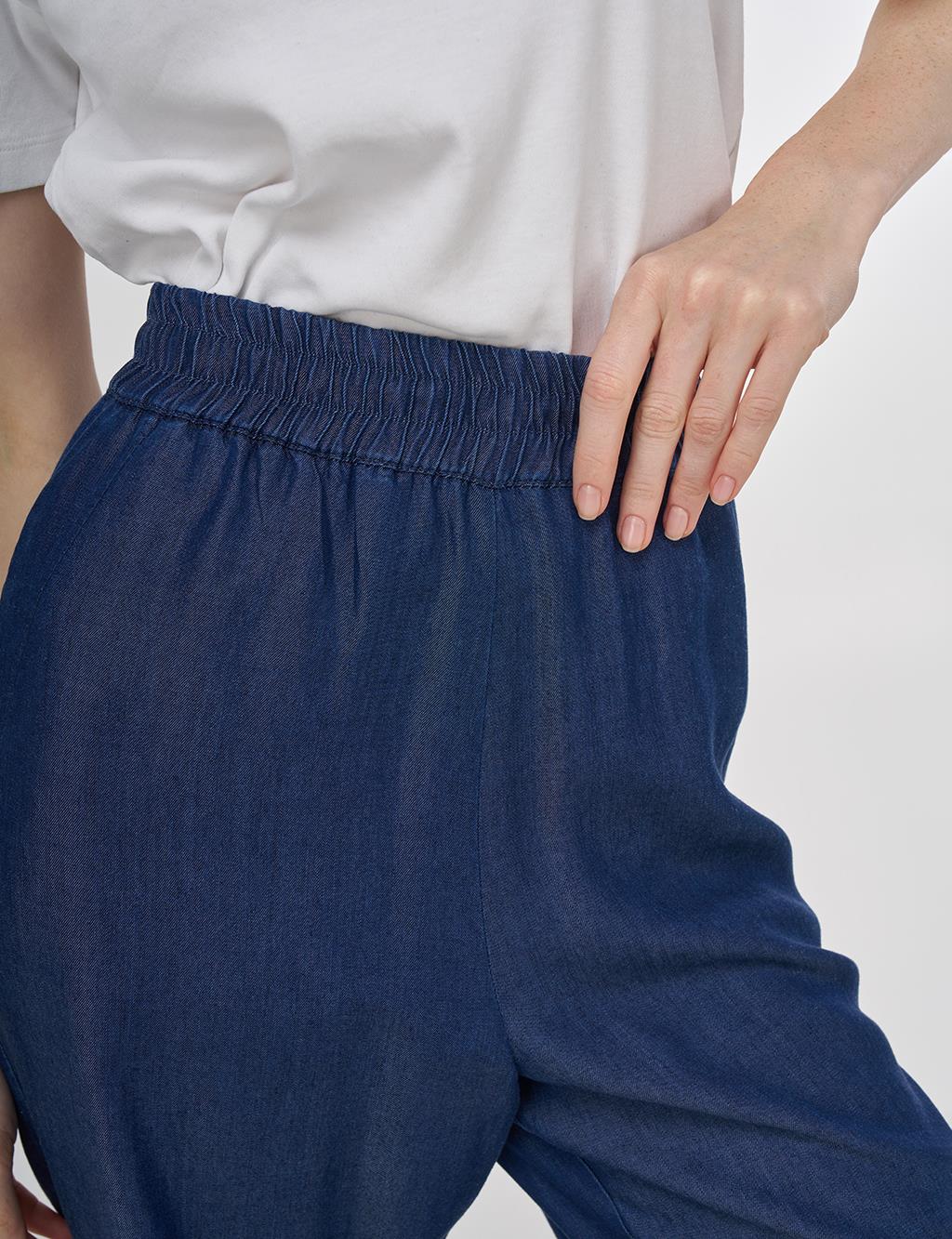 Wide Leg Lyocell Pants Navy 