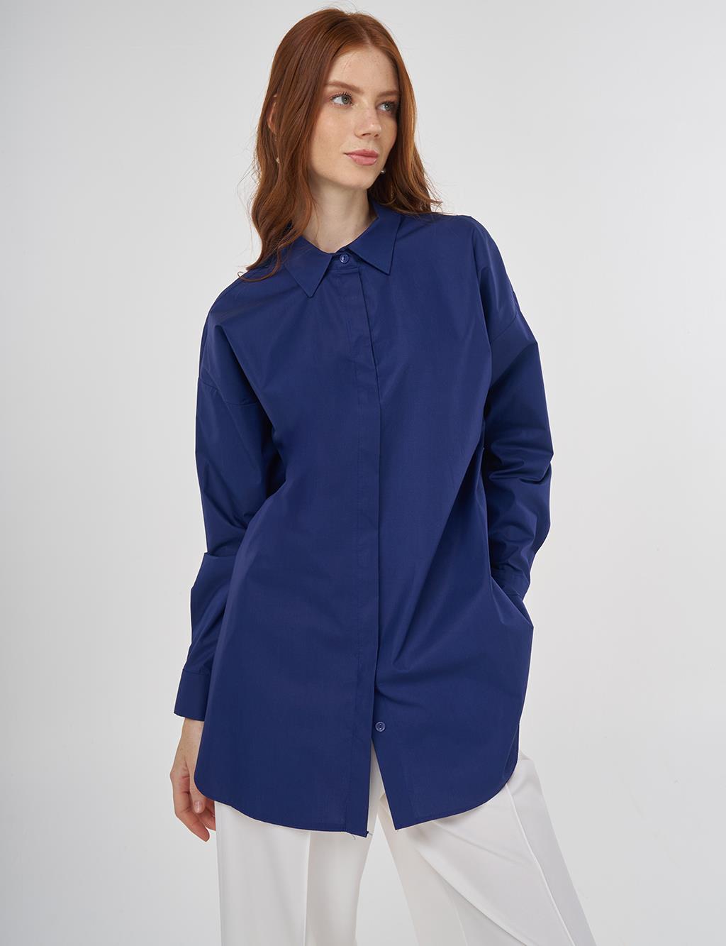 Relaxed Fit Cotton Tunic Navy Blue