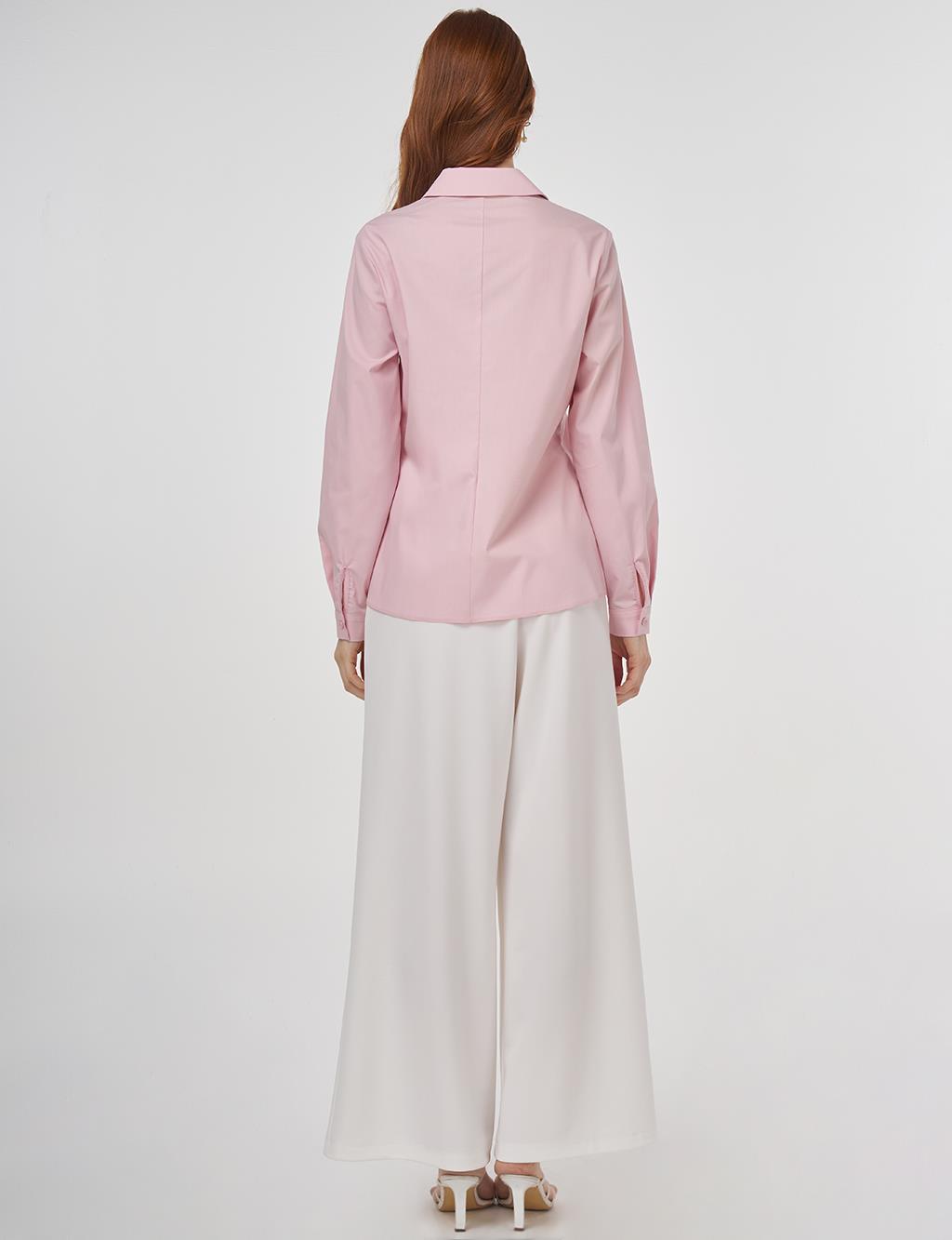 Shirt Collar Poplin Tunic Powder Pink
