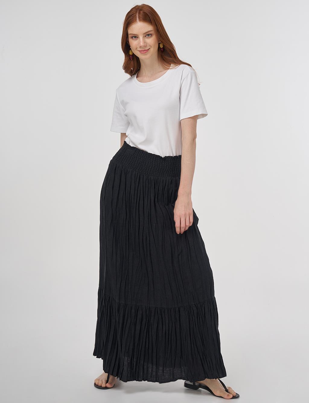 Gipe Seam Cotton Skirt Black