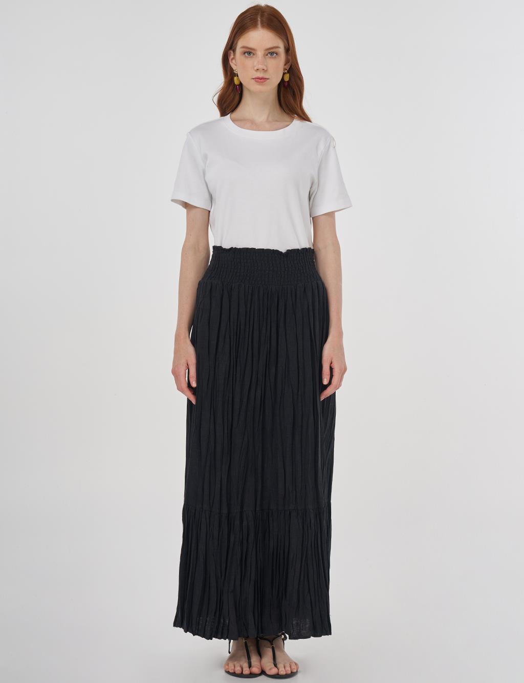 Gipe Seam Cotton Skirt Black
