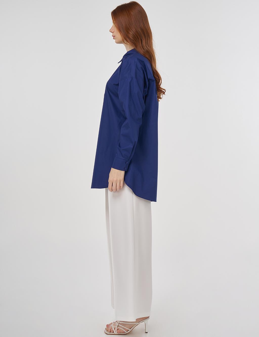Relaxed Fit Cotton Tunic Navy Blue