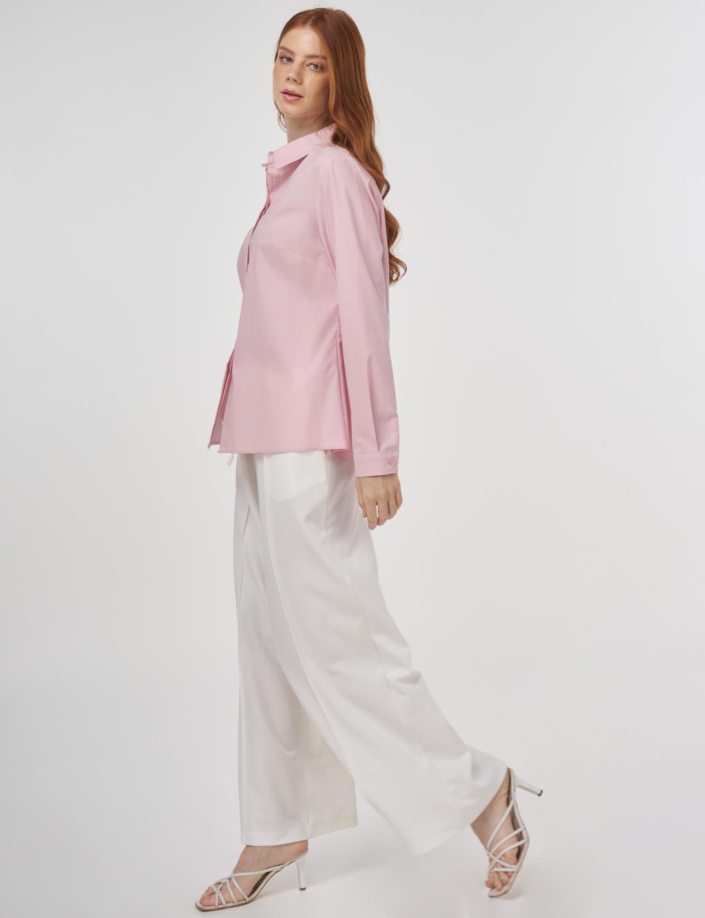 Shirt Collar Poplin Tunic Powder Pink