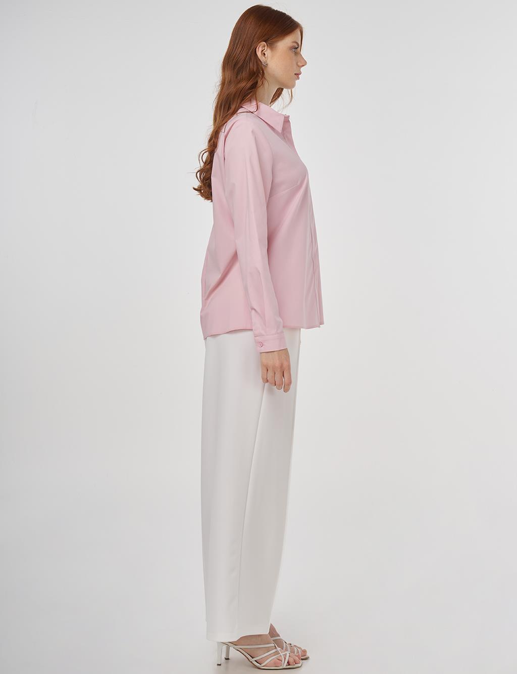 Shirt Collar Poplin Tunic Powder Pink