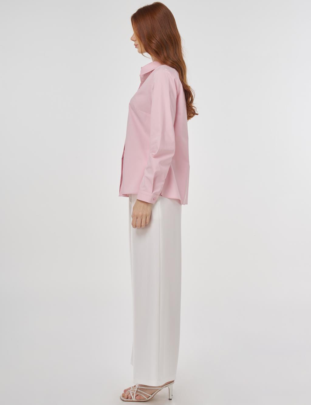 Shirt Collar Poplin Tunic Powder Pink