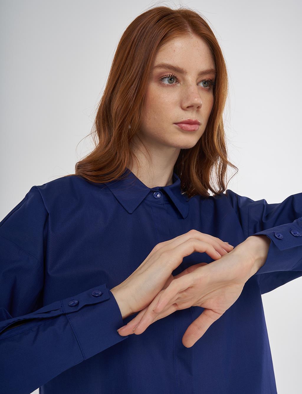 Relaxed Fit Cotton Tunic Navy Blue