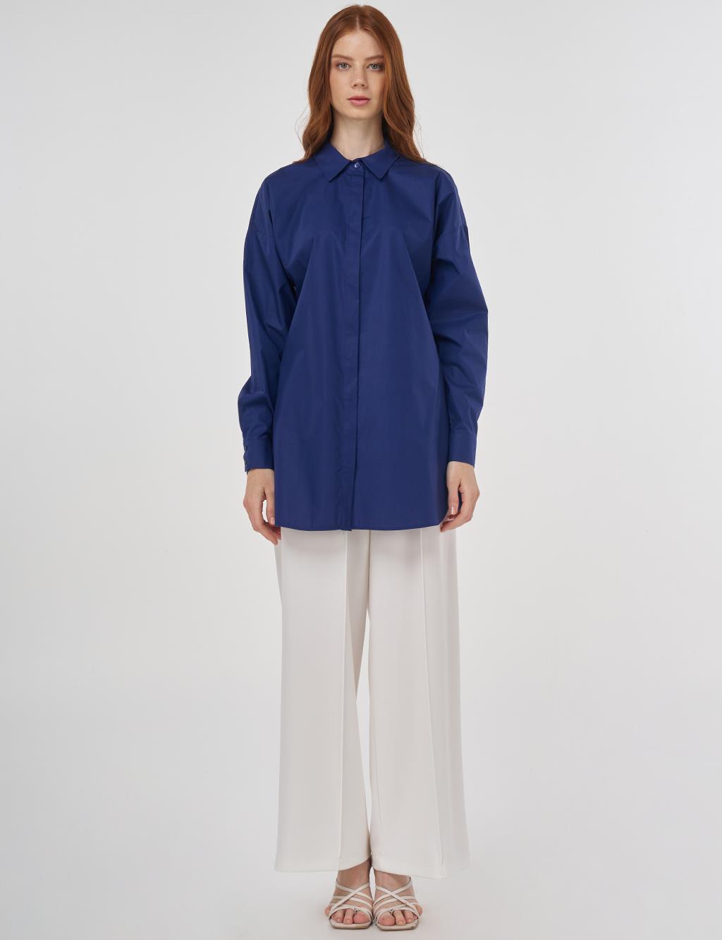 Relaxed Fit Cotton Tunic Navy Blue