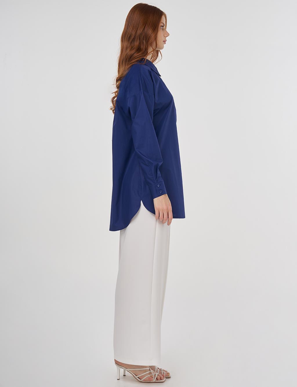 Relaxed Fit Cotton Tunic Navy Blue