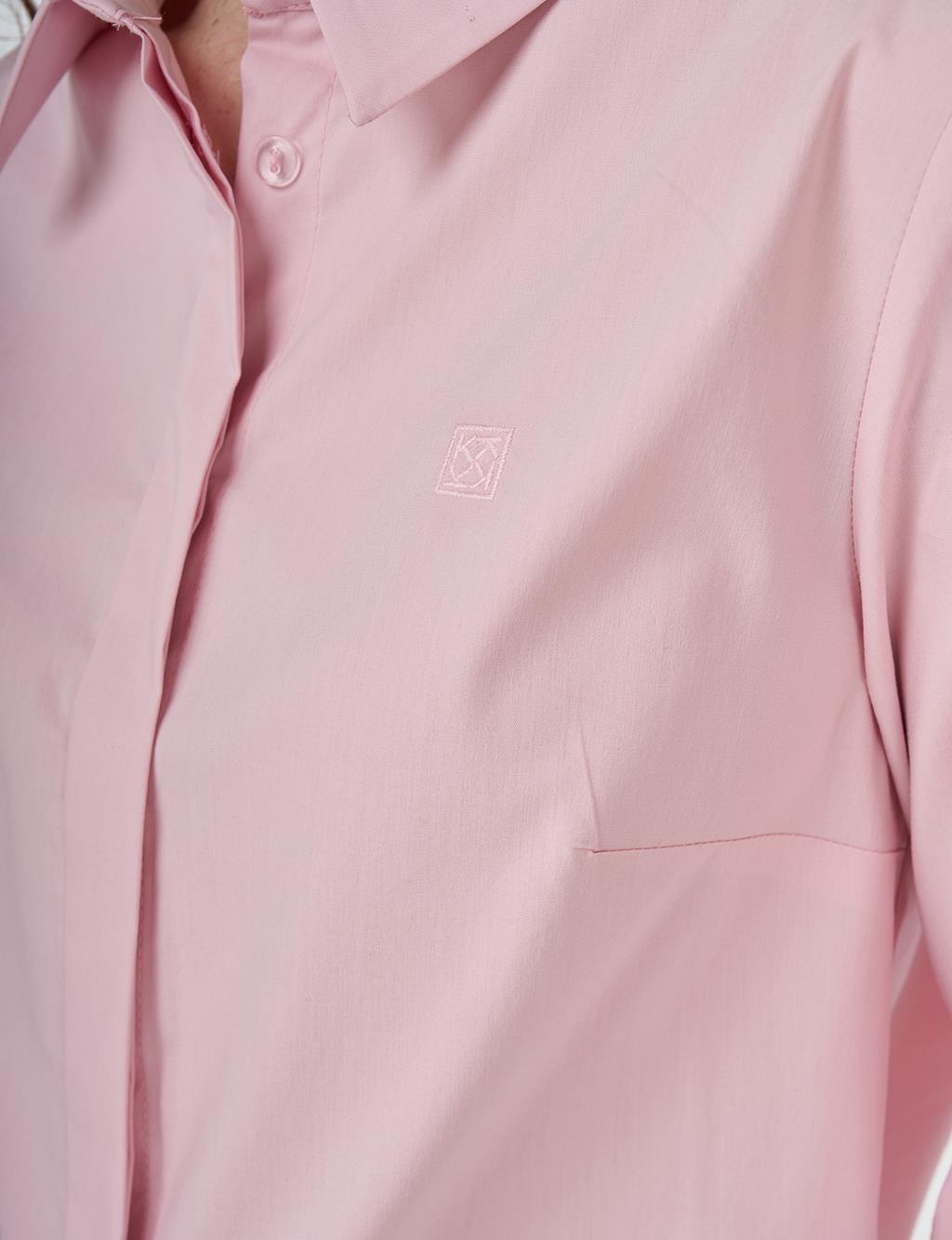 Shirt Collar Poplin Tunic Powder Pink