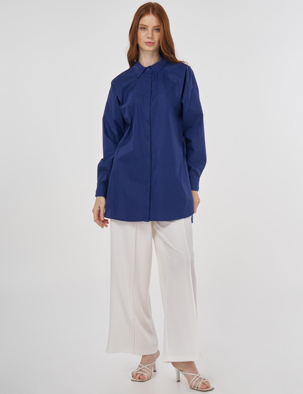 Relaxed Fit Cotton Tunic Navy Blue