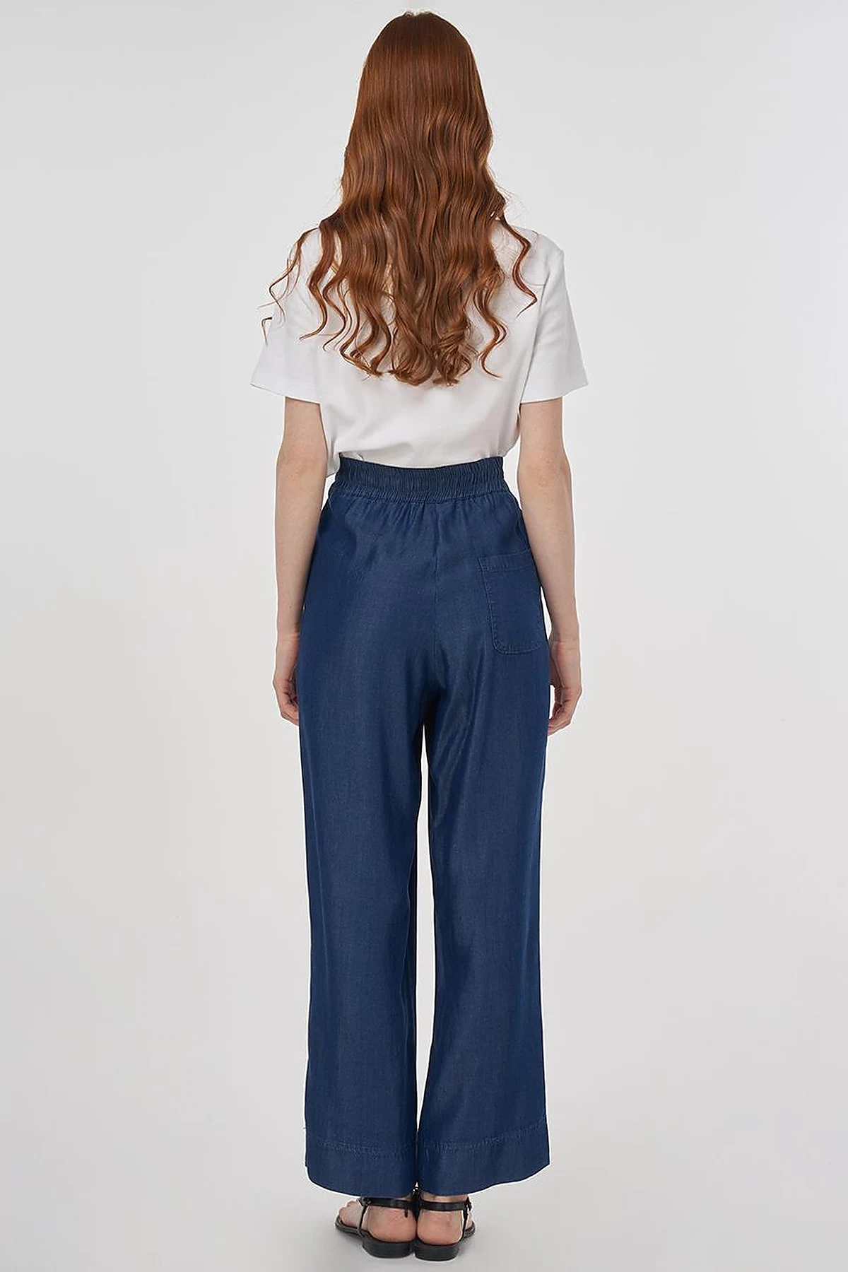 Wide Leg Lyocell Pants Navy 
