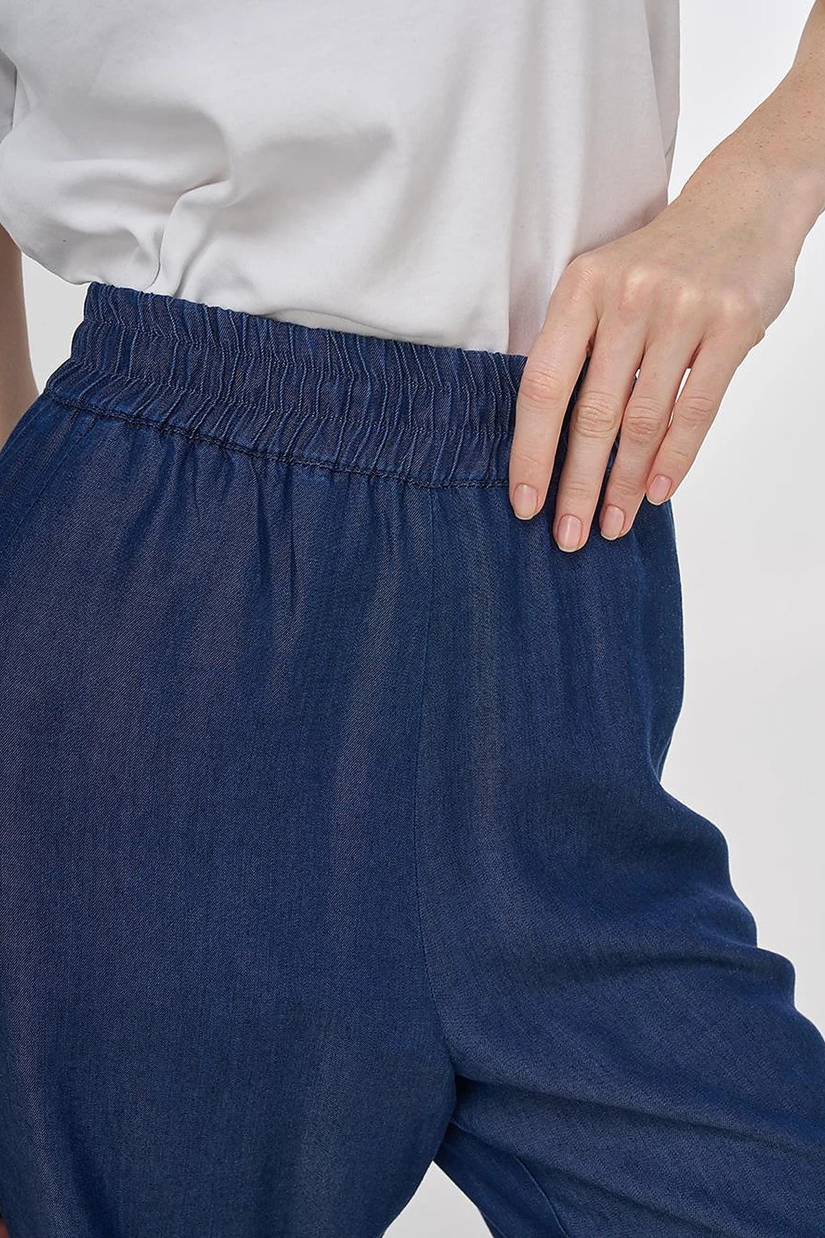 Wide Leg Lyocell Pants Navy 