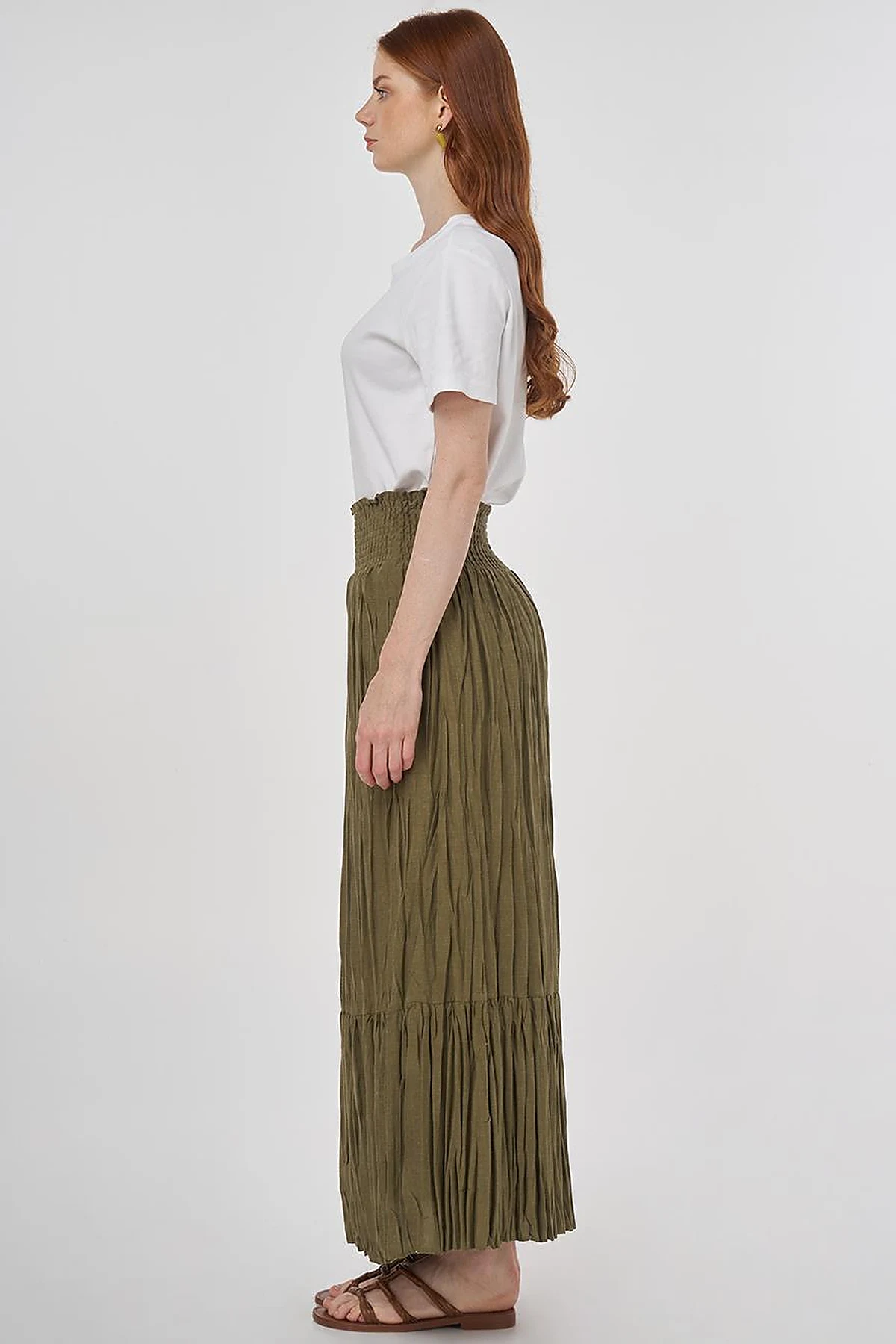 Gipe Seam Cotton Skirt Khaki