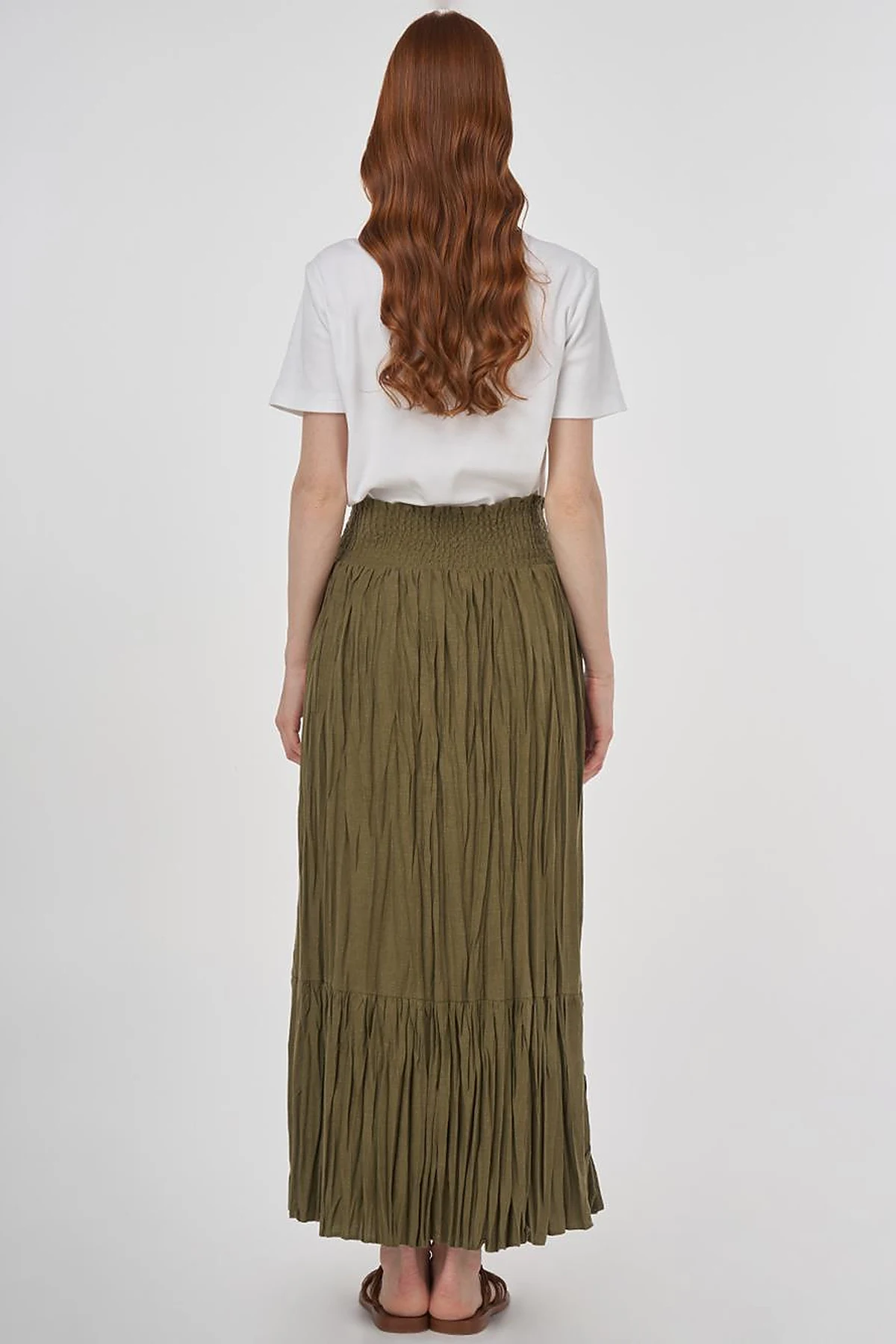 Gipe Seam Cotton Skirt Khaki