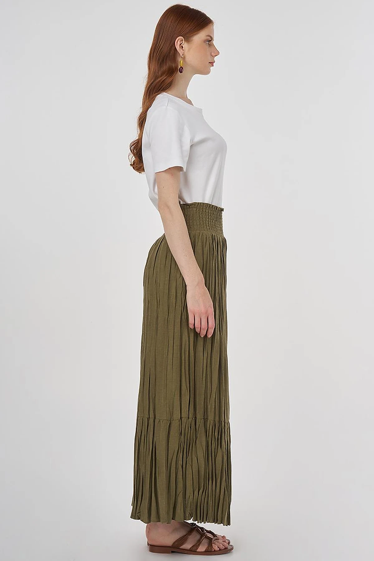 Gipe Seam Cotton Skirt Khaki