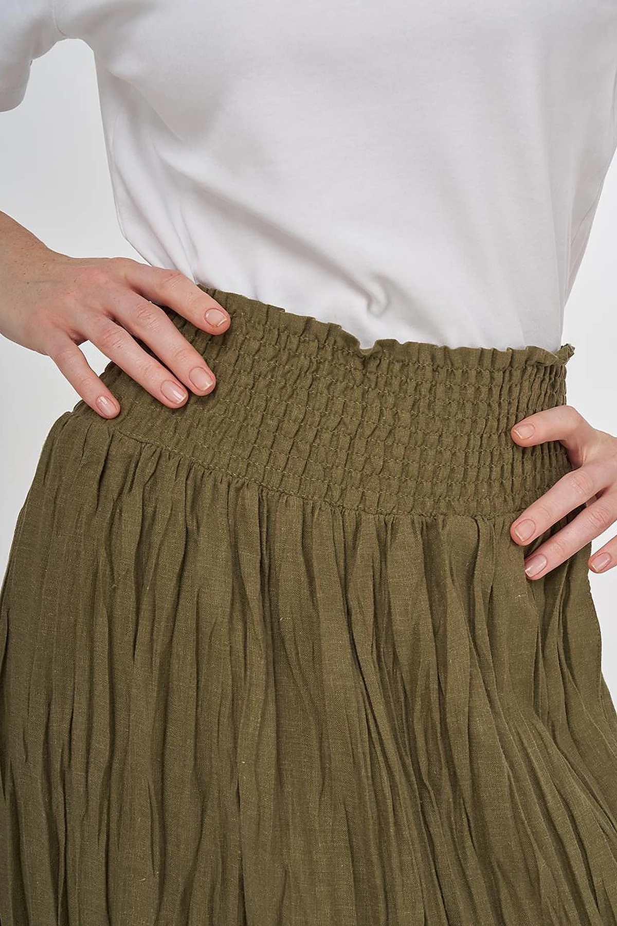 Gipe Seam Cotton Skirt Khaki