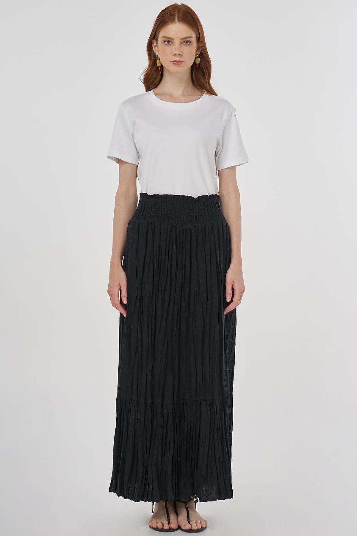 Gipe Seam Cotton Skirt Black