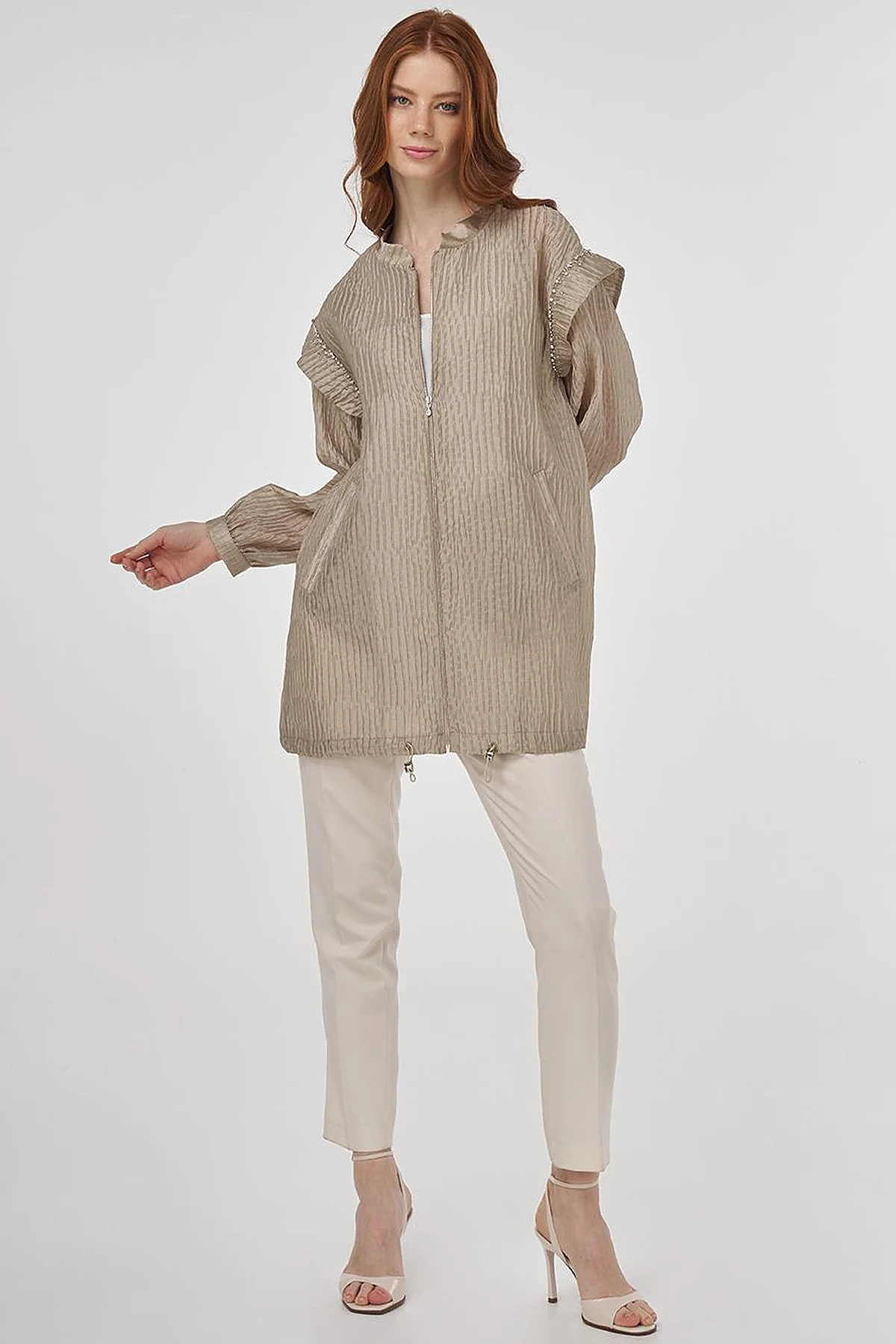 Embroidered Jacquard Jacket Moss Green