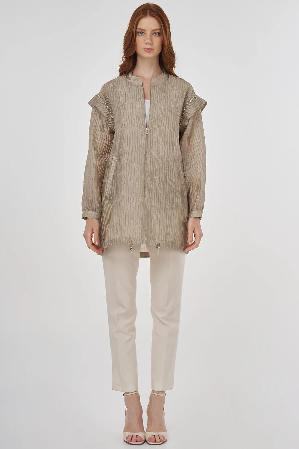 Embroidered Jacquard Jacket Moss Green