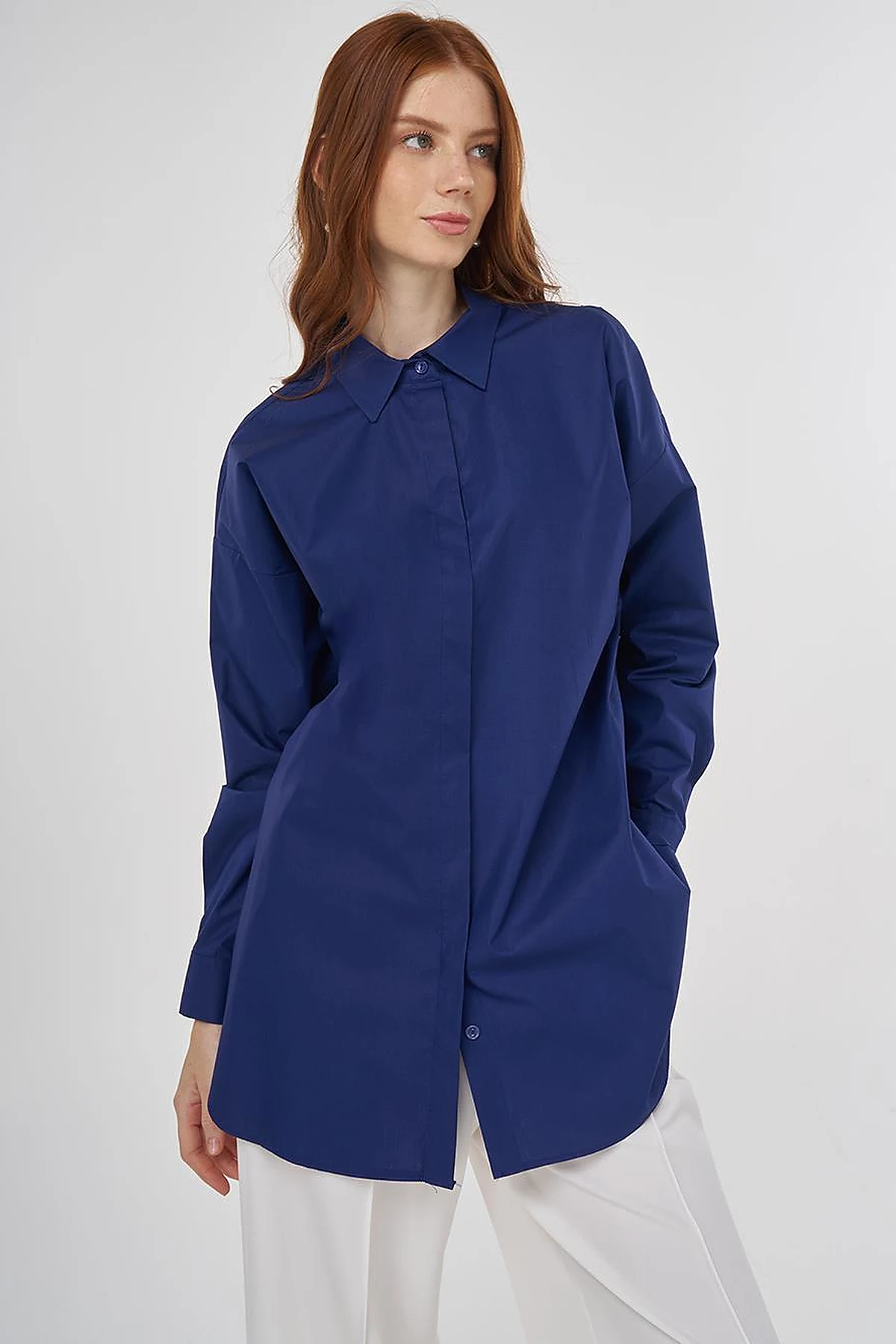 Relaxed Fit Cotton Tunic Navy Blue