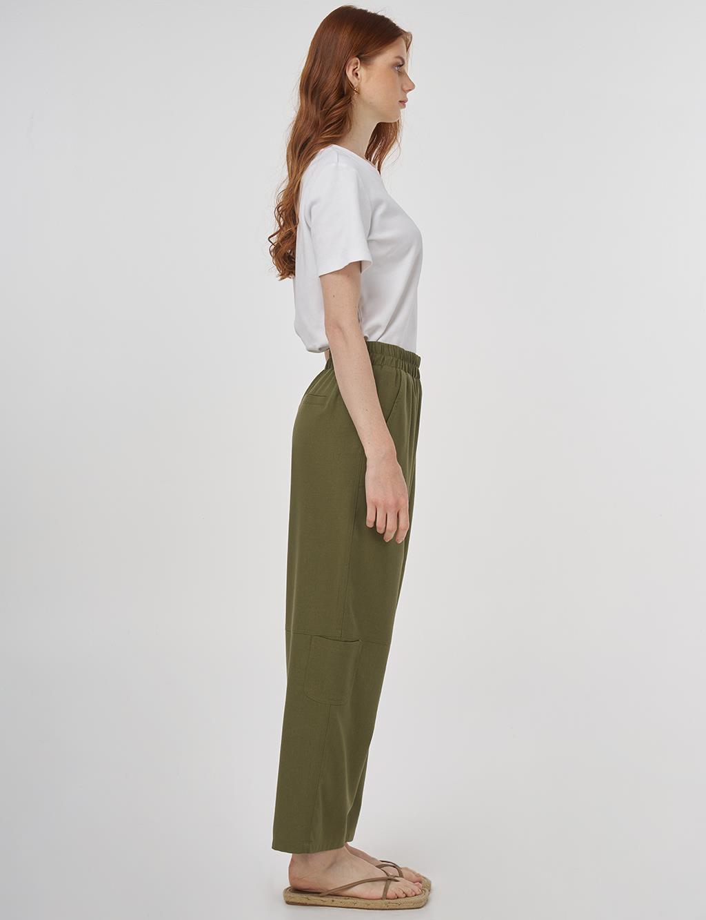 Relaxed Fit Viscose Pants Khaki
