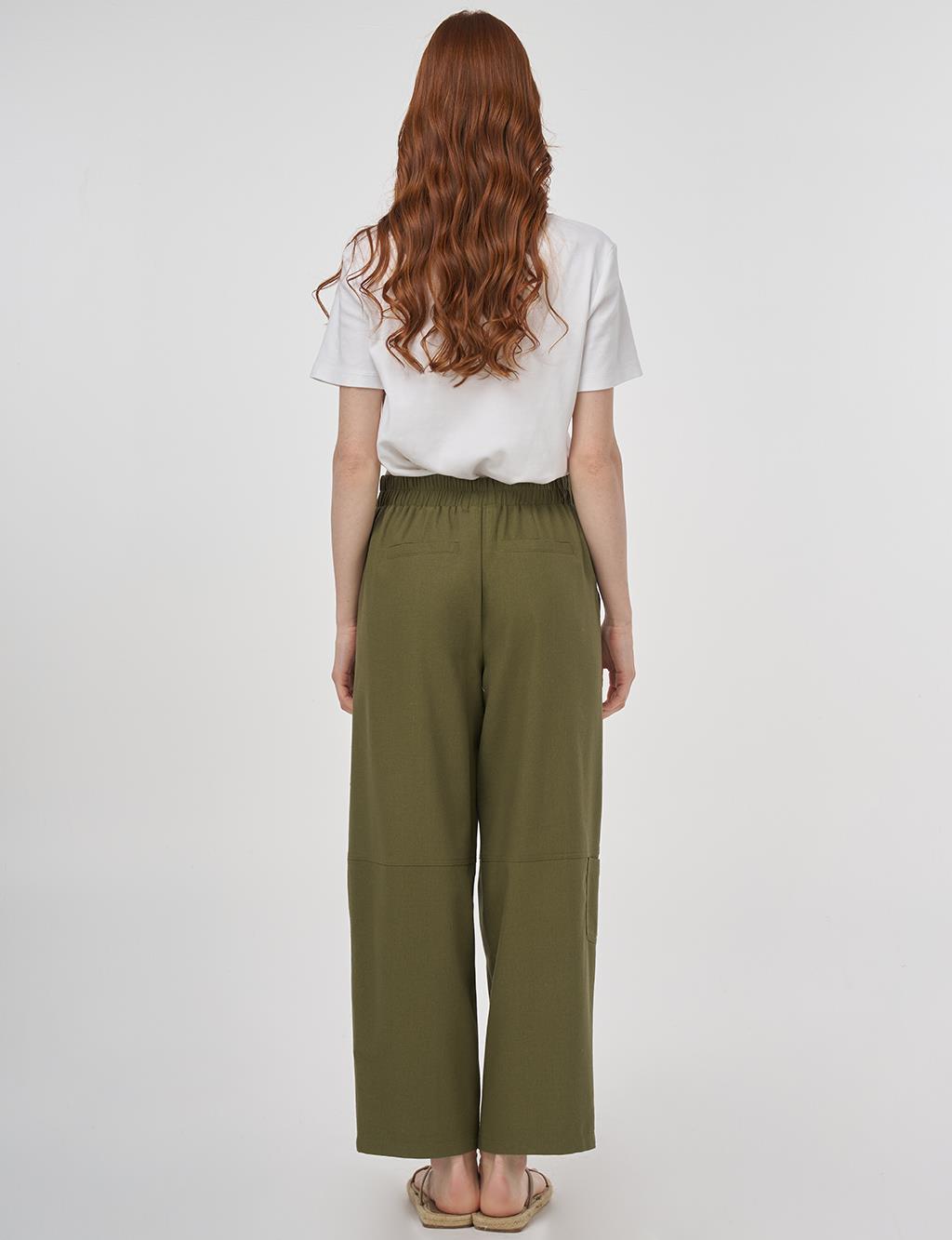 Relaxed Fit Viscose Pants Khaki