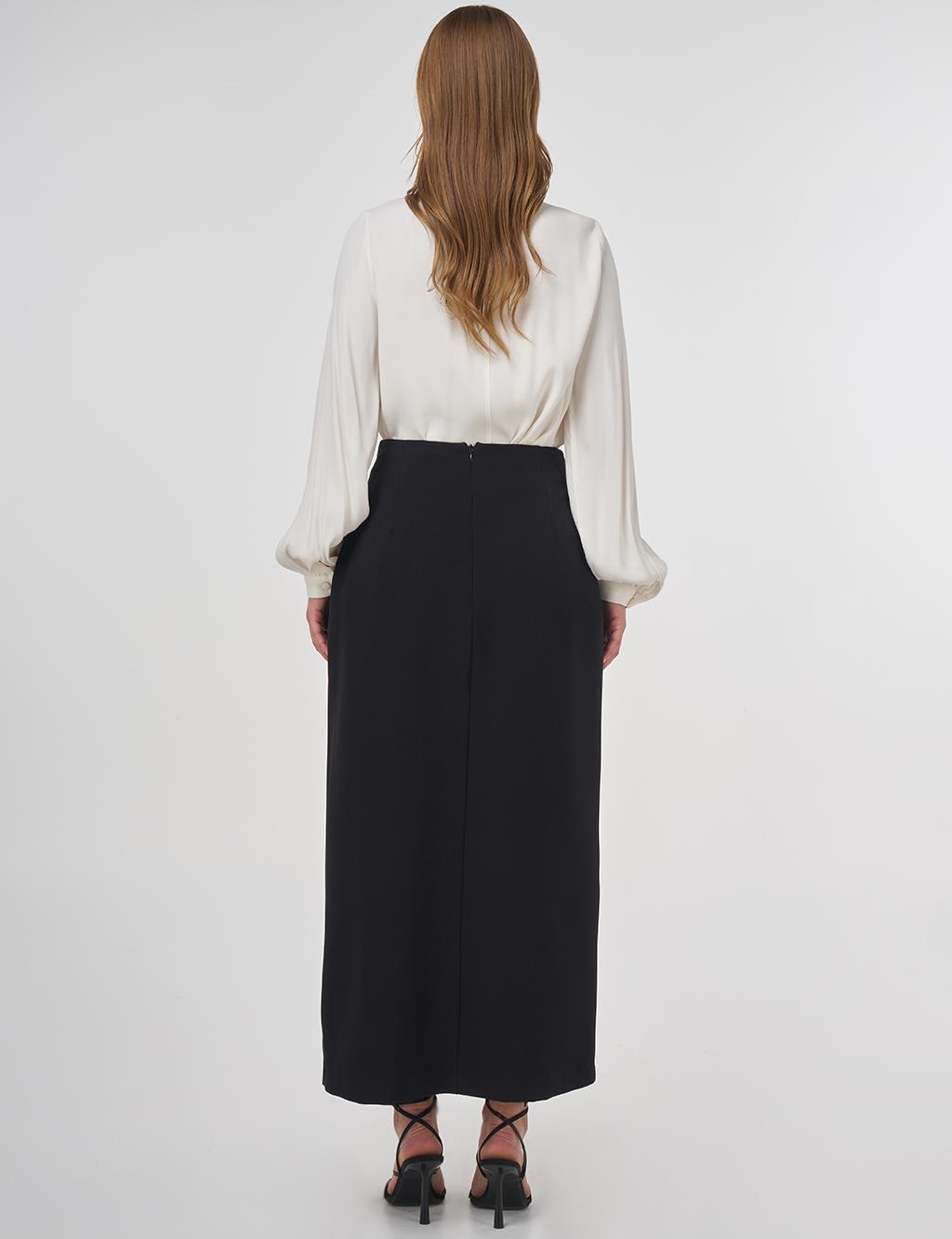 Envelope Detail Pencil Skirt Black