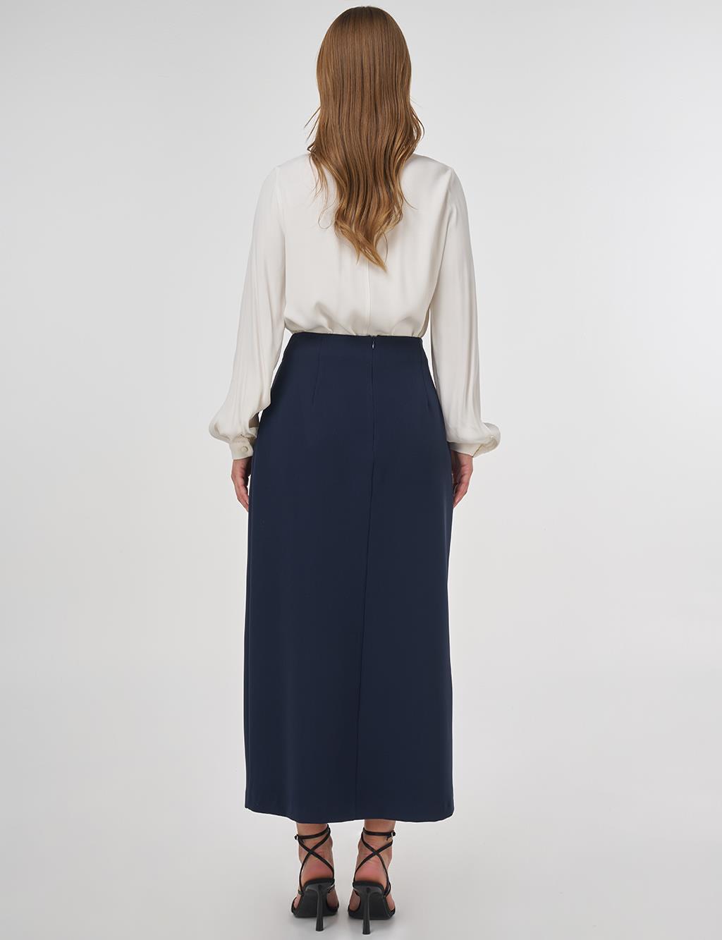 Envelope Detail Pencil Skirt Dark Navy