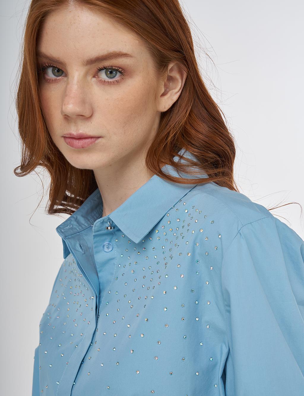 Hotfix Printed Cotton Tunic Dusty Smoke