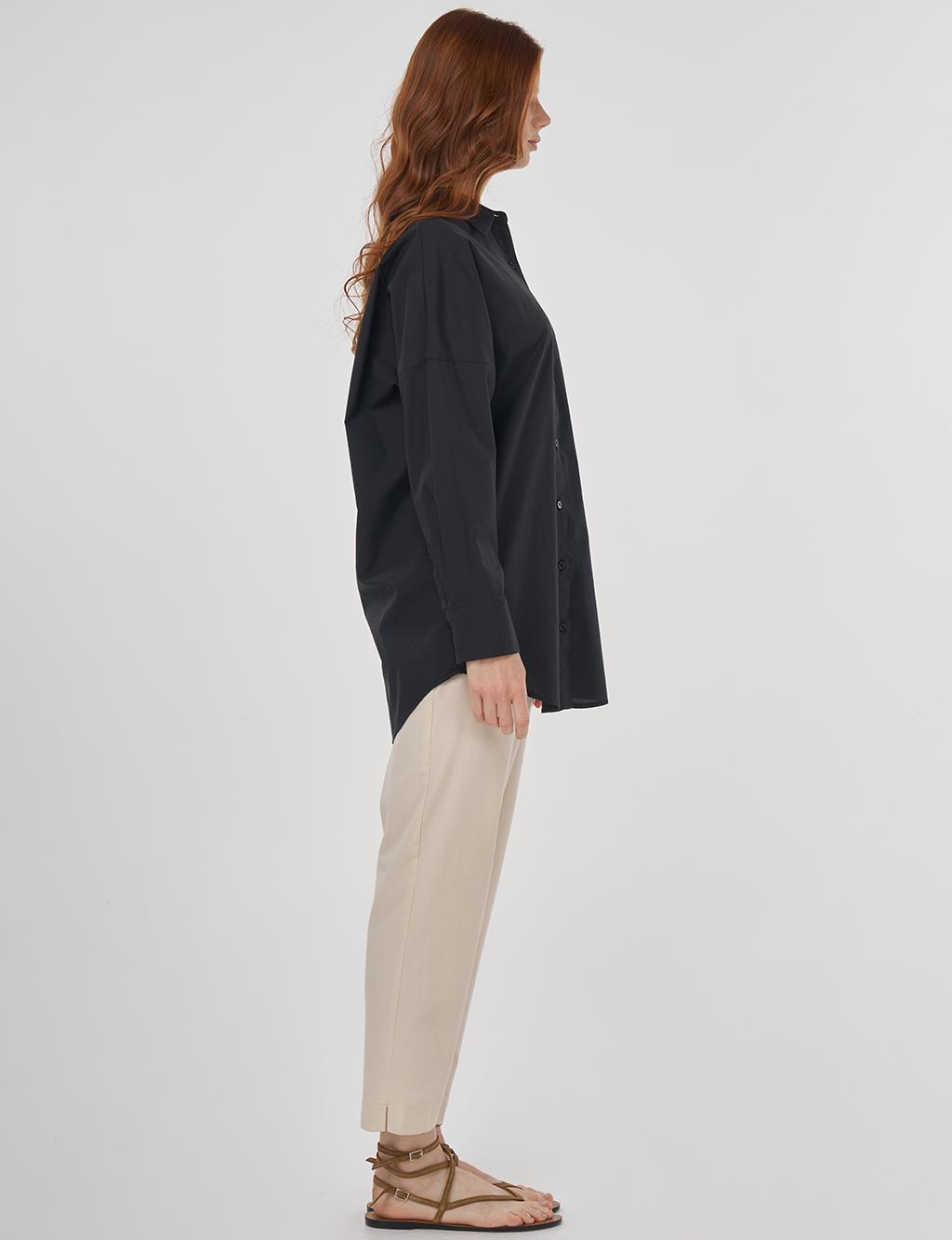 Relaxed Fit Cotton Tunic Black