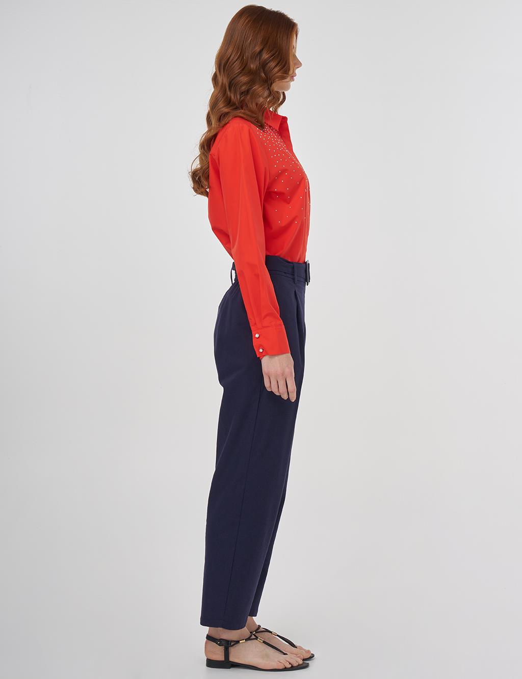 Viscose Tapered Pants Dark Navy 