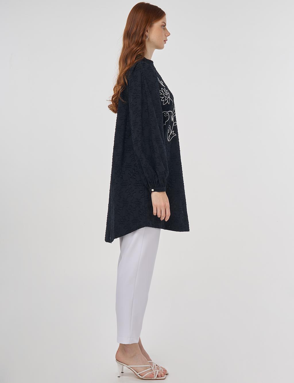 Embroidered Cotton Blouse Black