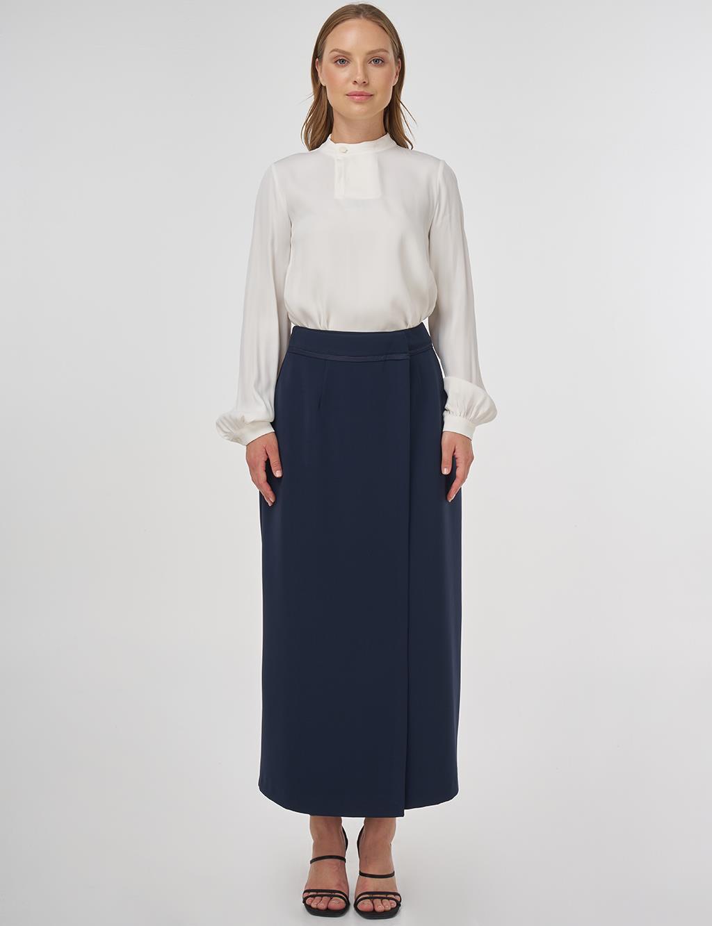 Envelope Detail Pencil Skirt Dark Navy