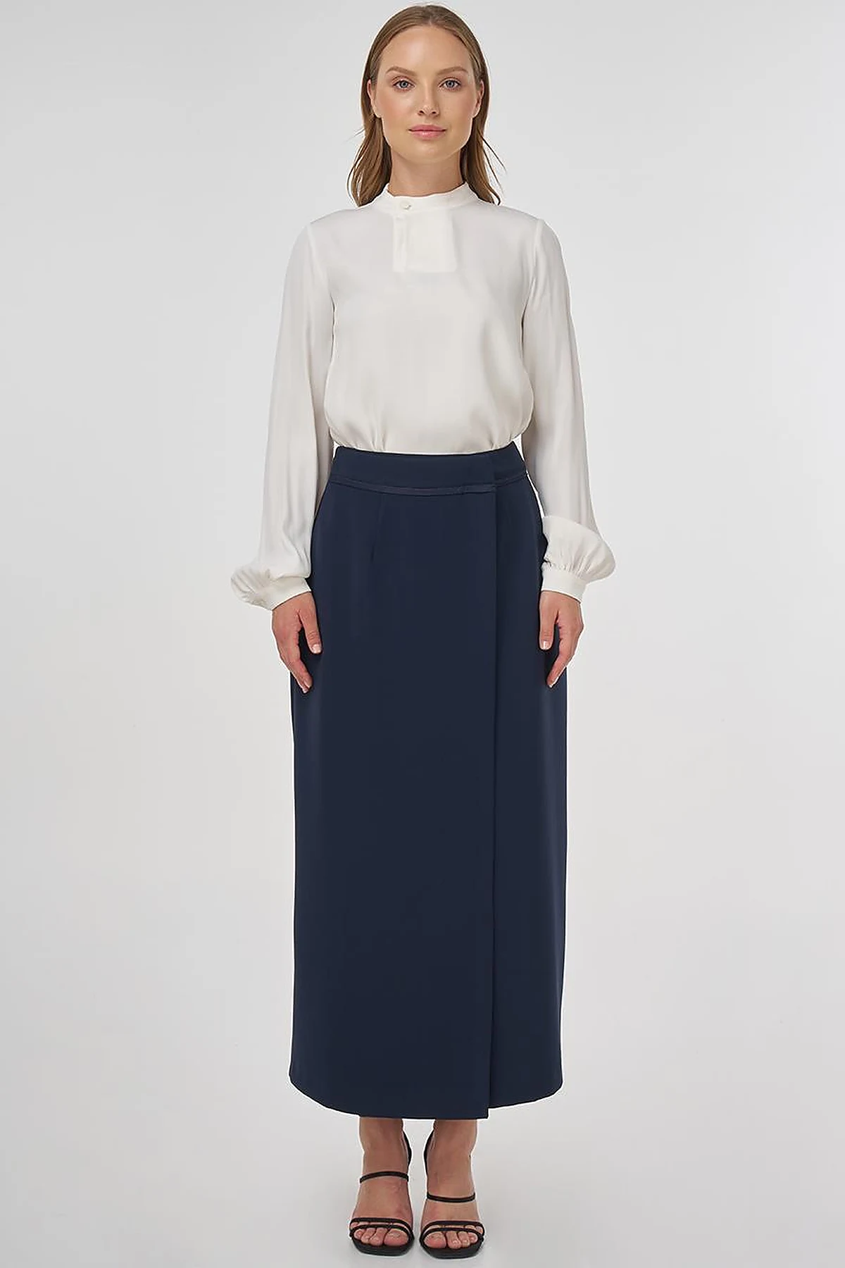 Envelope Detail Pencil Skirt Dark Navy