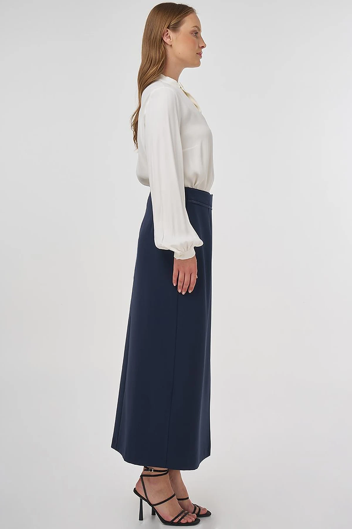 Envelope Detail Pencil Skirt Dark Navy