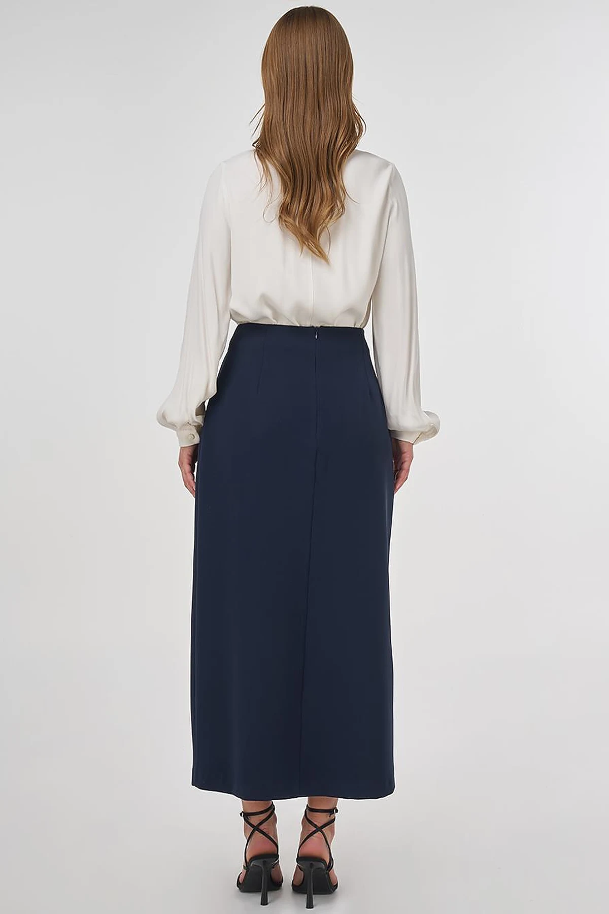 Envelope Detail Pencil Skirt Dark Navy