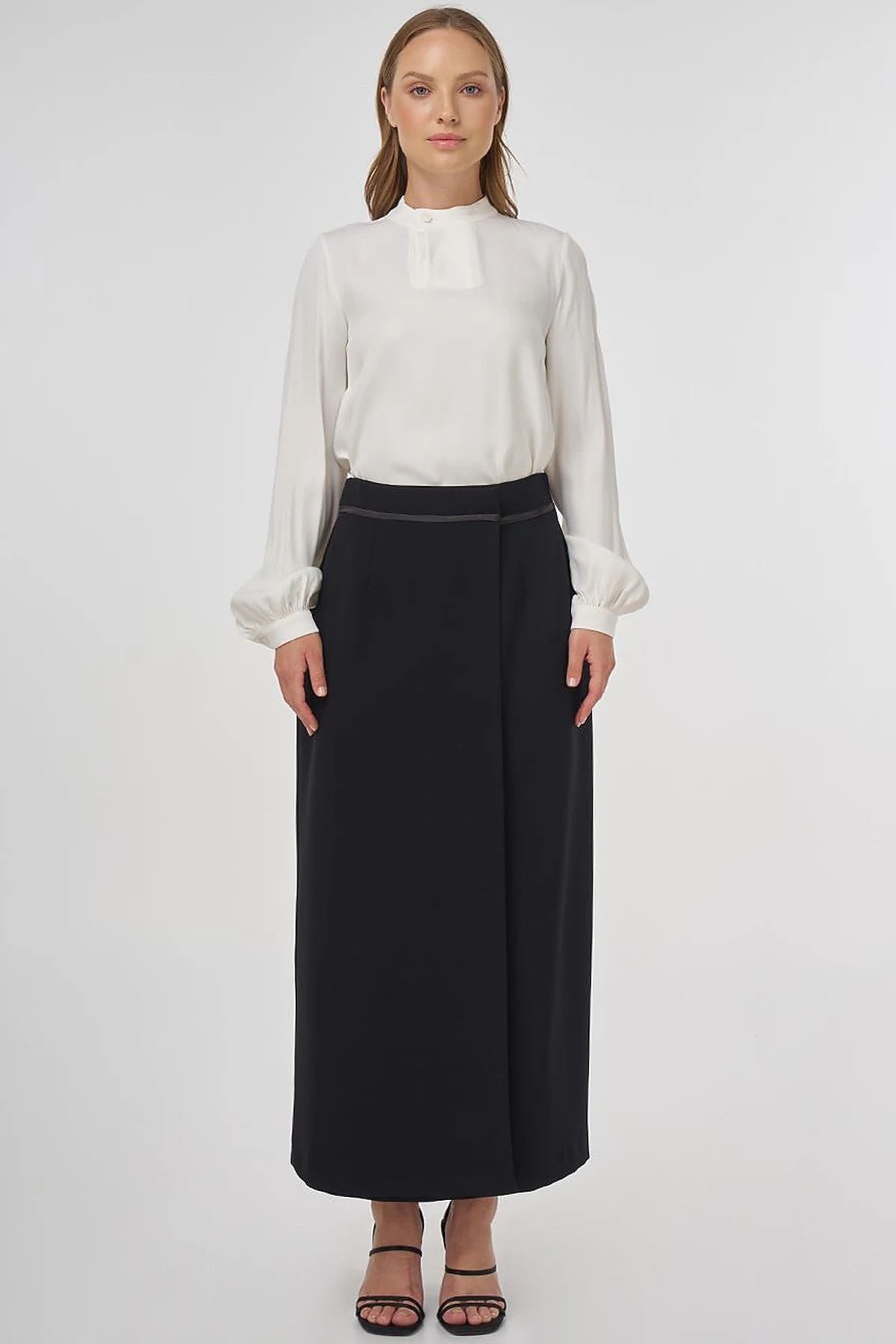 Envelope Detail Pencil Skirt Black