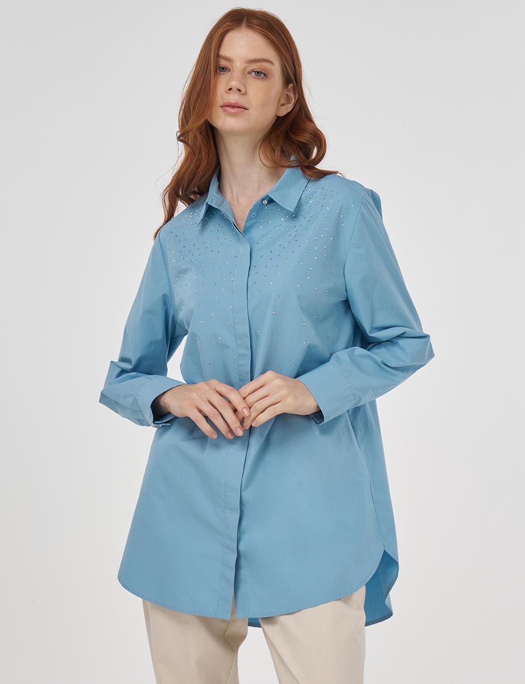 Hotfix Printed Cotton Tunic Dusty Smoke