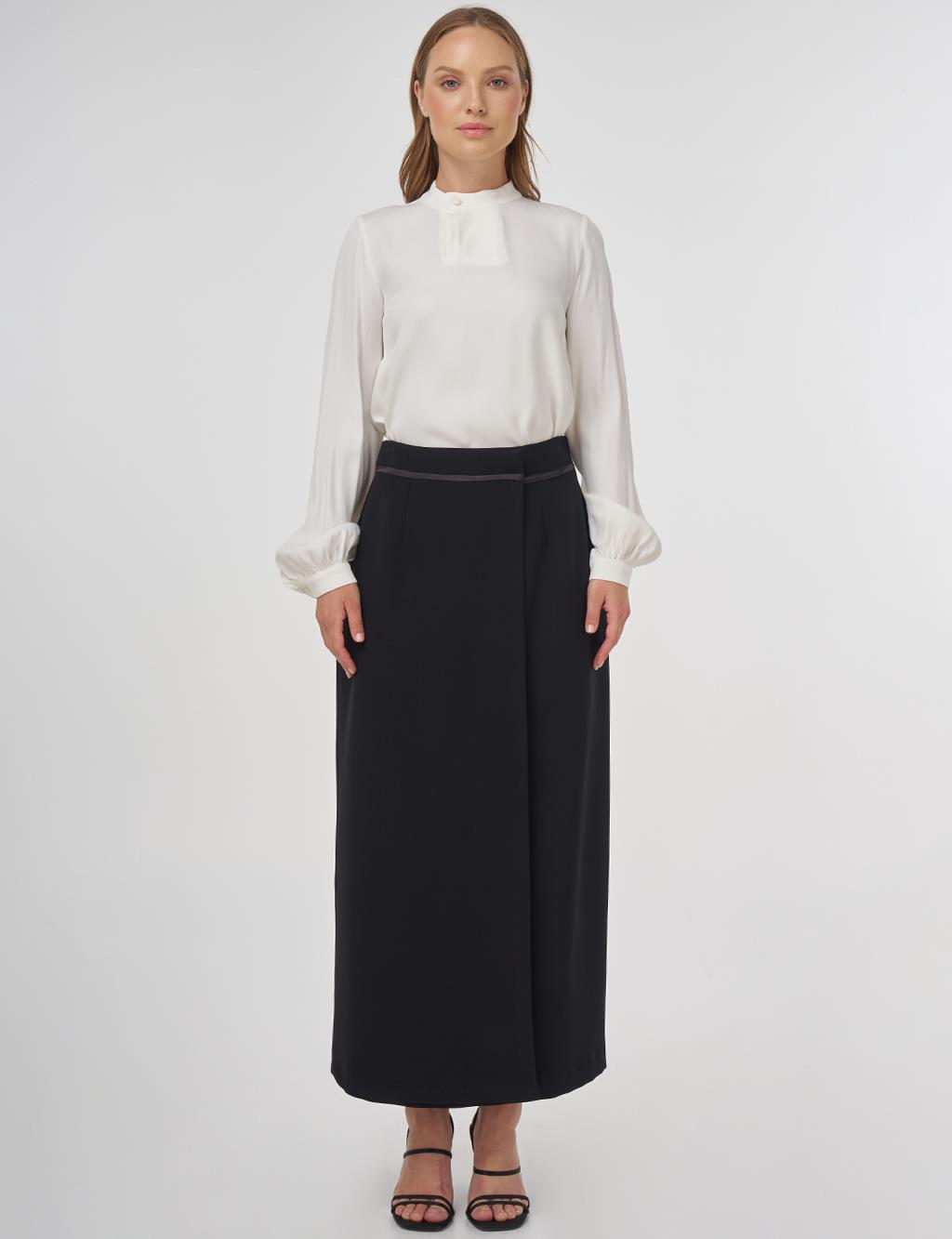 Envelope Detail Pencil Skirt Black