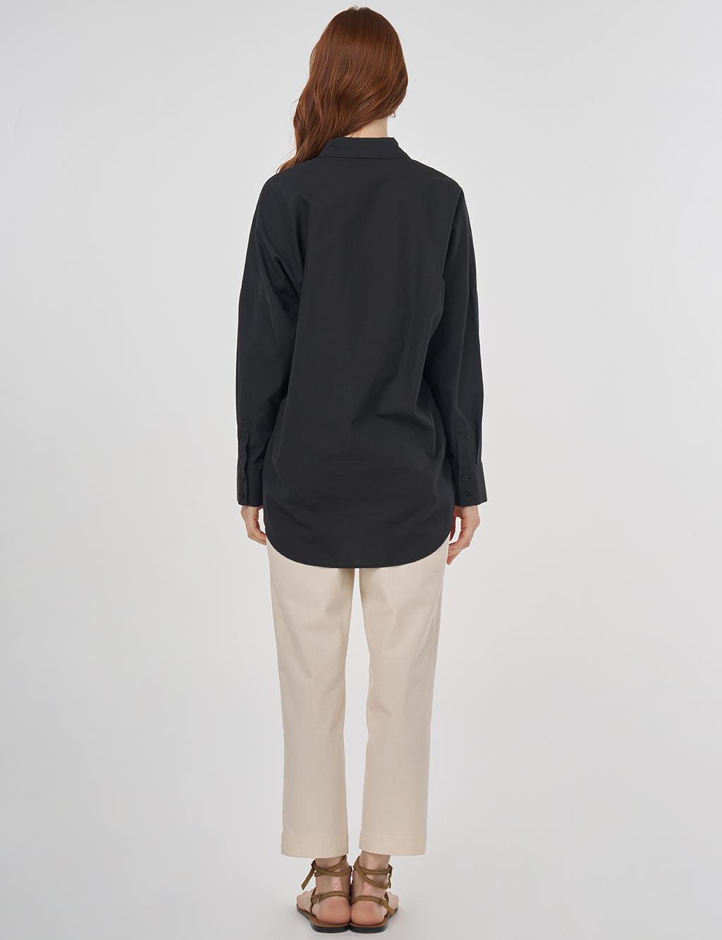 Relaxed Fit Cotton Tunic Black
