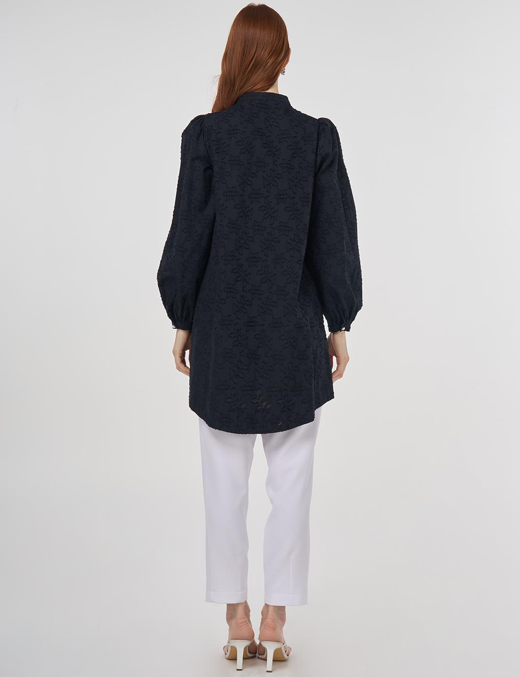Embroidered Cotton Blouse Black