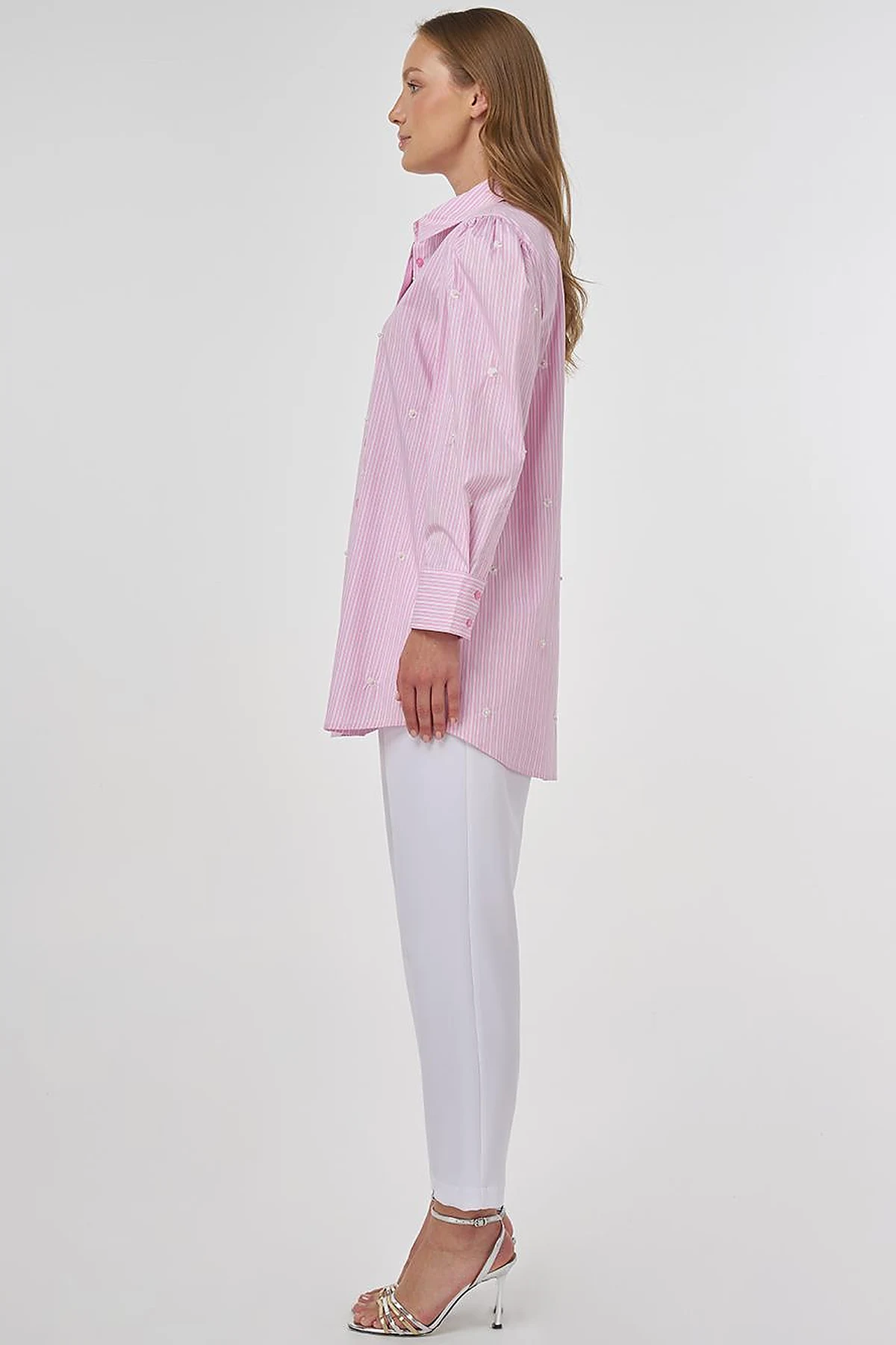 Pearl Detailed Viscose Tunic Pink 