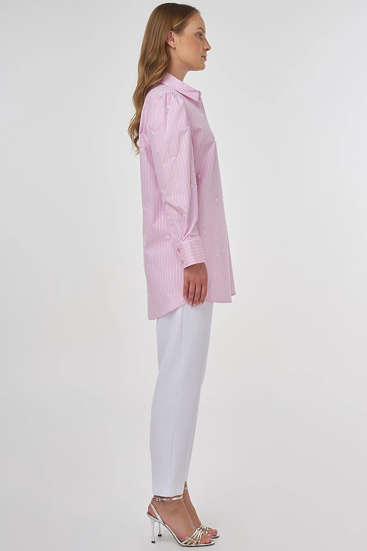 Pearl Detailed Viscose Tunic Pink 