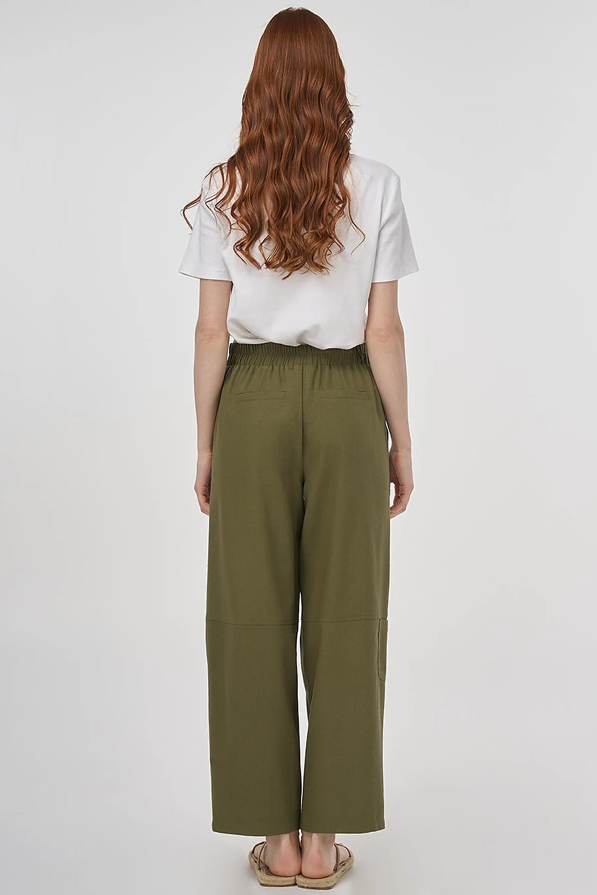 Relaxed Fit Viscose Pants Khaki