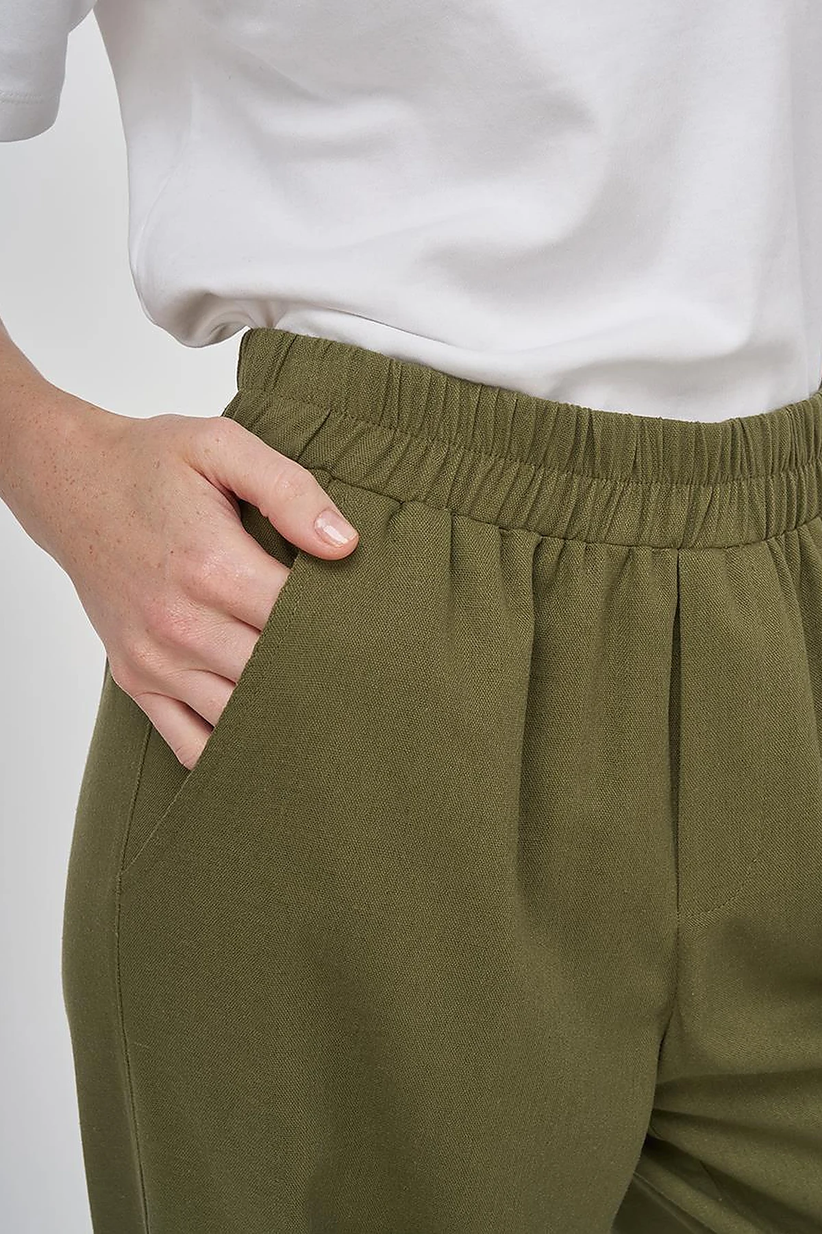 Relaxed Fit Viscose Pants Khaki
