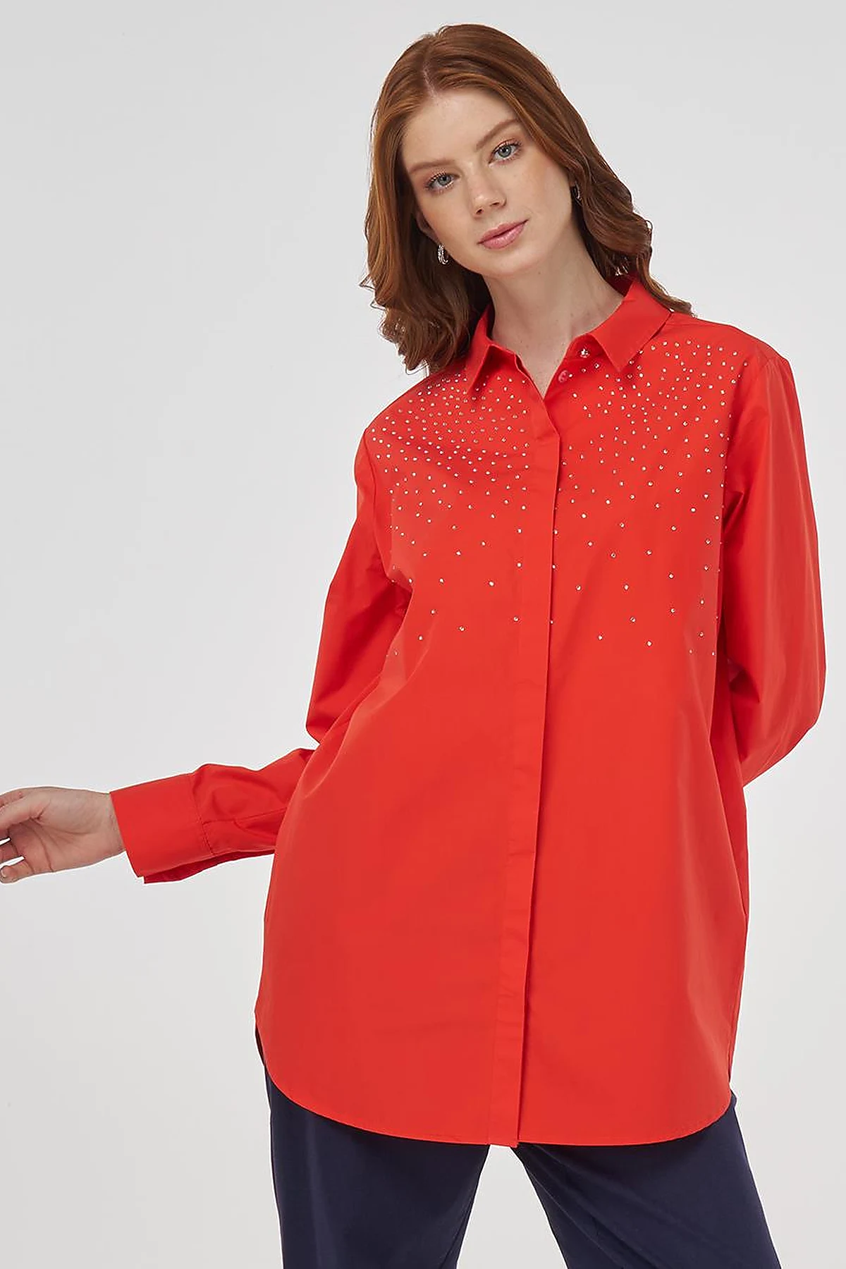 100% Cotton Tunic with Hotfix Print Poppy Red