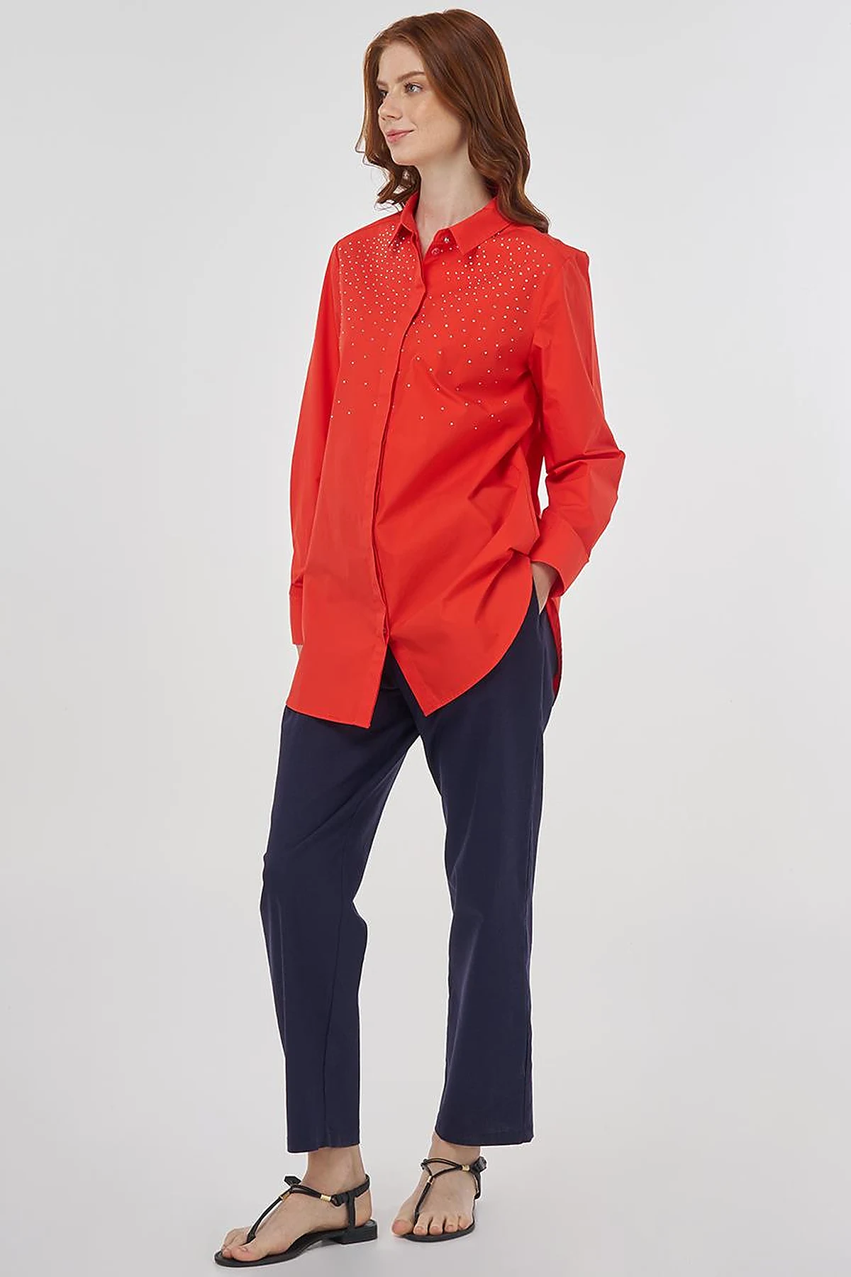 100% Cotton Tunic with Hotfix Print Poppy Red