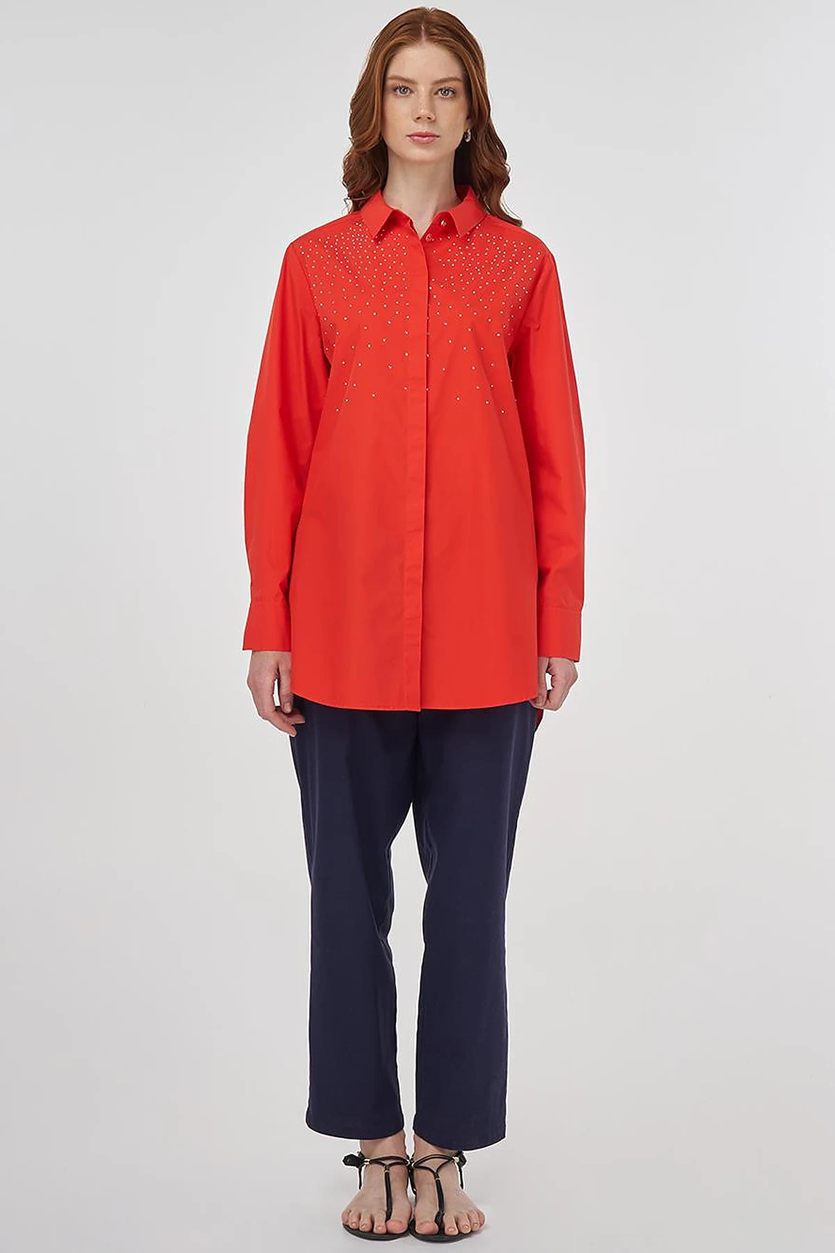 100% Cotton Tunic with Hotfix Print Poppy Red