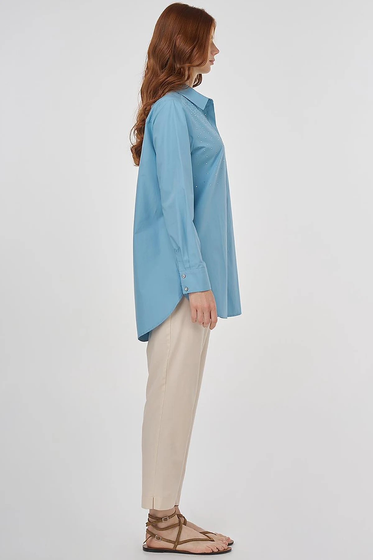 100% Cotton Tunic with Hotfix Print Dusty Smoke