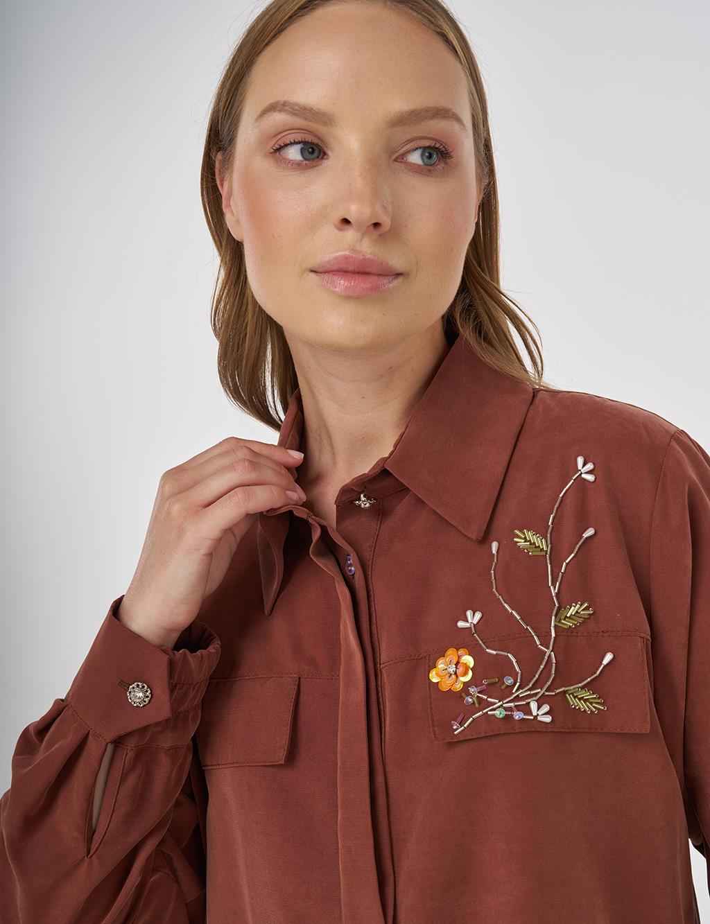 Modal Two-Piece Set with Flap Pockets Brown
